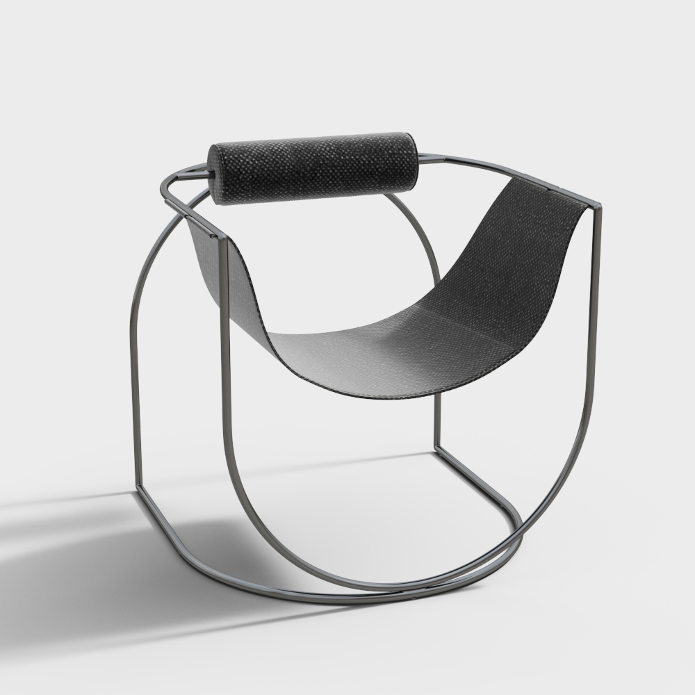 Sleek Metal Chair 3D Model – Modern Black Leather Design