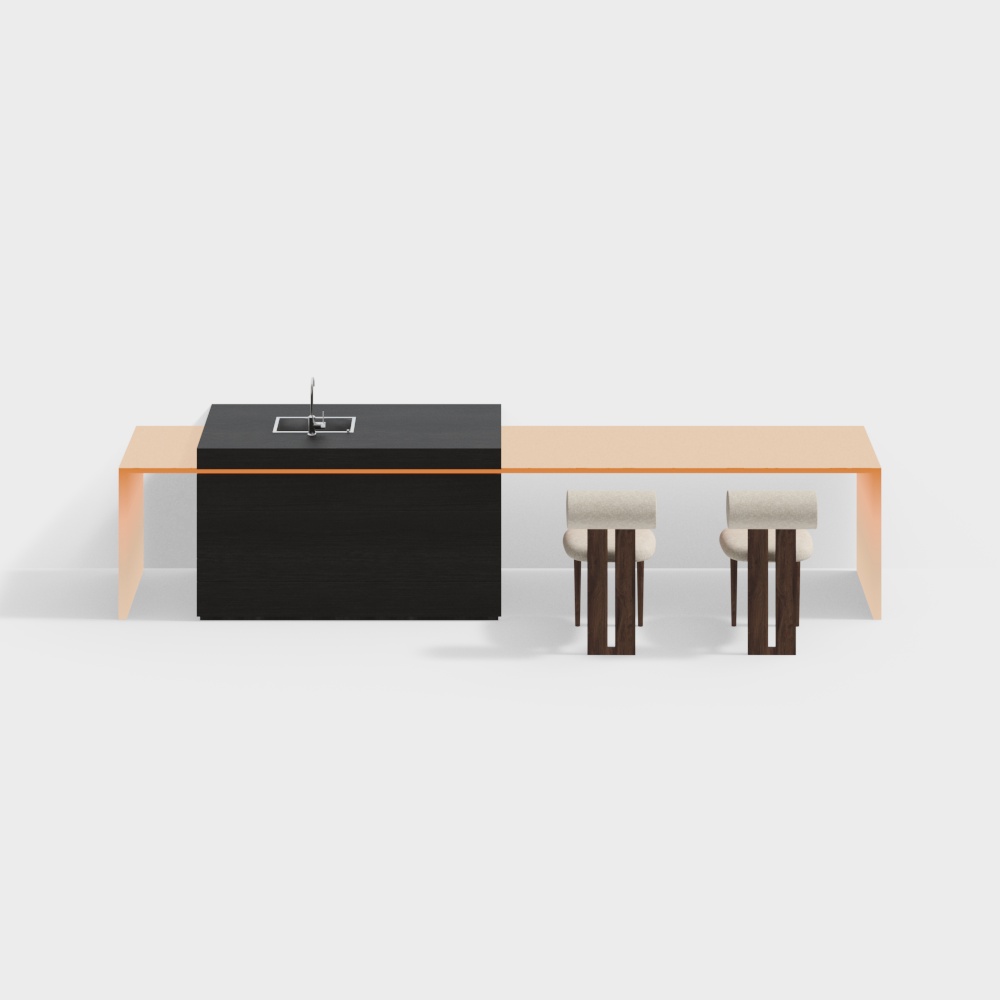 Minimalistischer Acryl-Bar-Counter mit Wabi-Sabi-Ästhetik