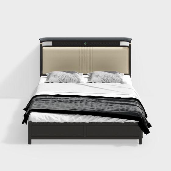 Elegant Modern Bed 3D model for Contemporary Design