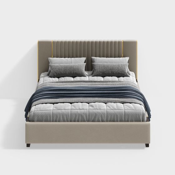 Chic Low-Polygon 3D Bed Model for Modern Living Spaces