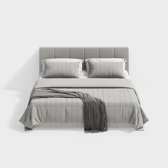 Stylish Low-Poly Bed 3D model for Cozy Spaces