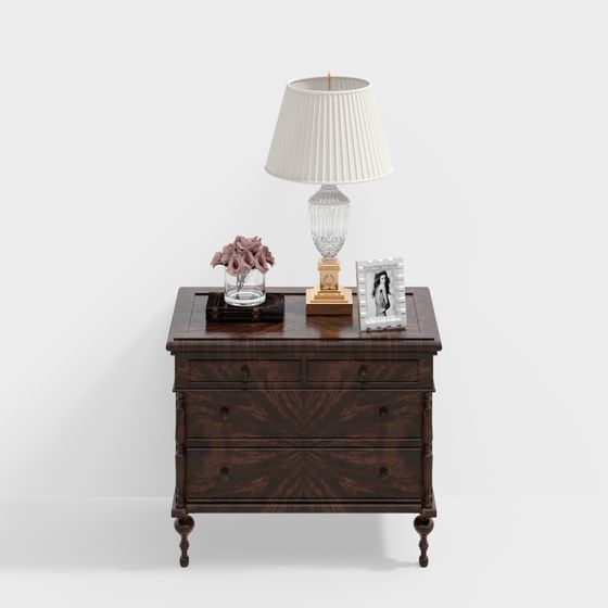 Elegant Vintage Nightstand 3D model