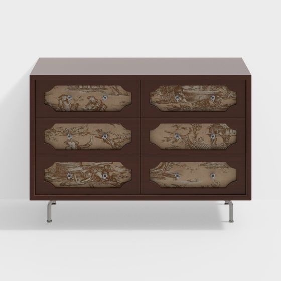 Vintage 6-Drawer Cabinet 3D model