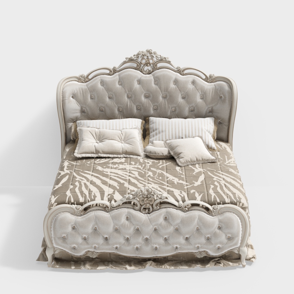 Elegant Classical Modern Bed 3D Model – Low Polygon