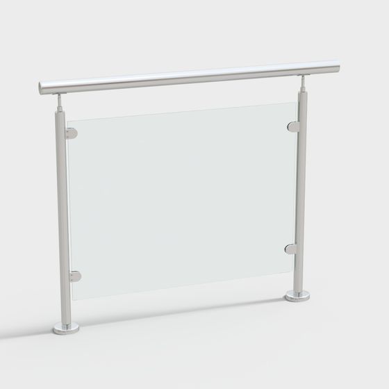Elegant Glass Railing 3D model for Modern Spaces