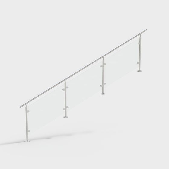 Elegant Low-Polygon Metal Railing 3D model