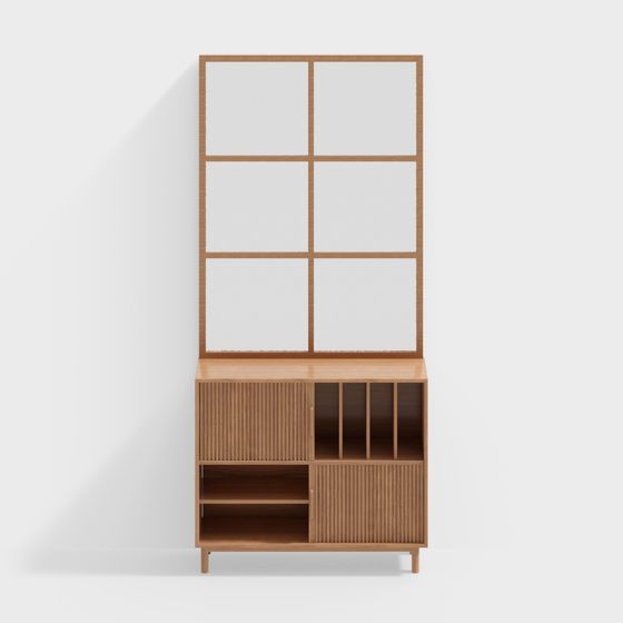 Stylish Wooden Display Cabinet 3D model for Modern Spaces