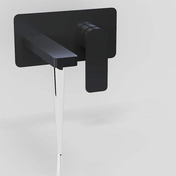 Black Metal Faucet with Water Flow 3D Model