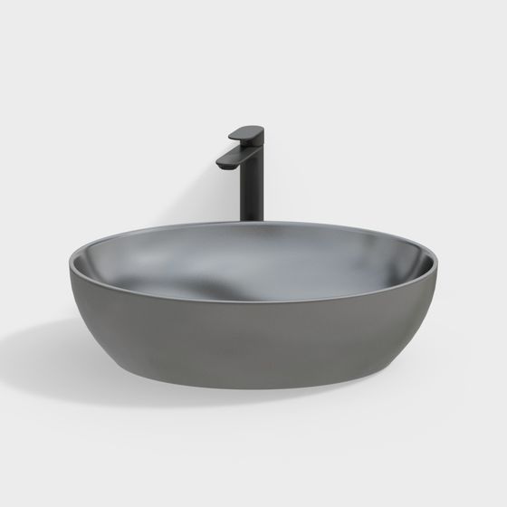 Stylish Matte Gray Sink 3D model for Modern Spaces