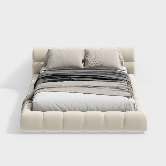 Elegant Minimalist Bed 3D model for Modern Interiors