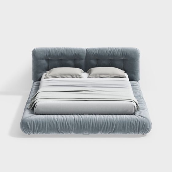 Elegant Low Poly Bed 3D model