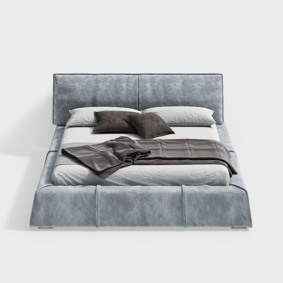 Elegant Low-Poly 3D Bed Model for Modern Interiors