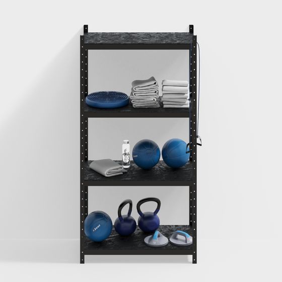 Modern Minimalist Gym Equipment Rack 3D model