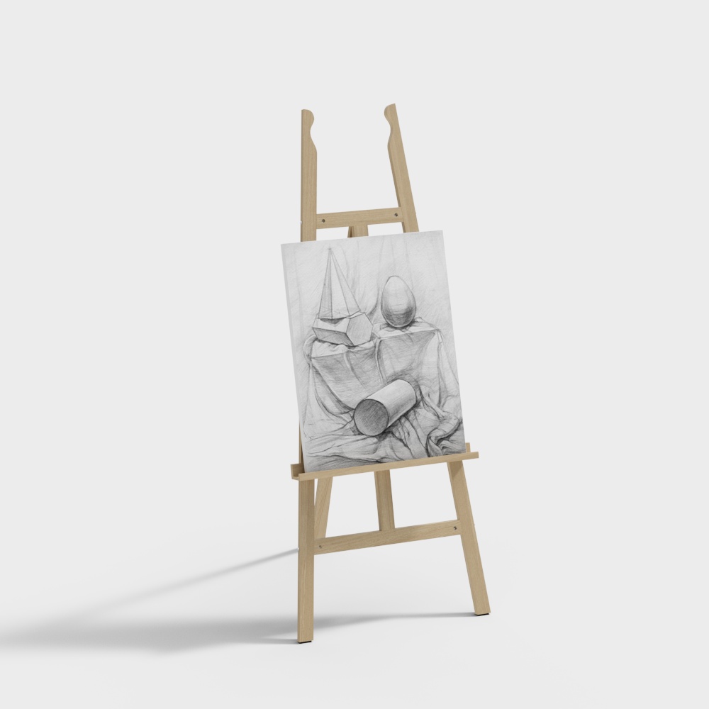 Realistic 3D Easel Model for Creative Projects