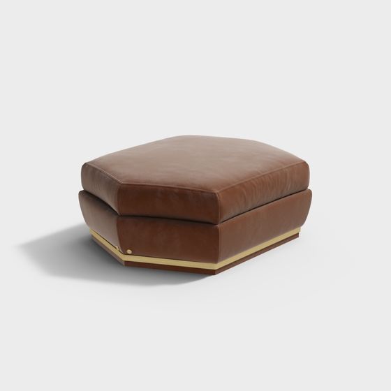 Elegant Leather Stool 3D model for Modern Interiors