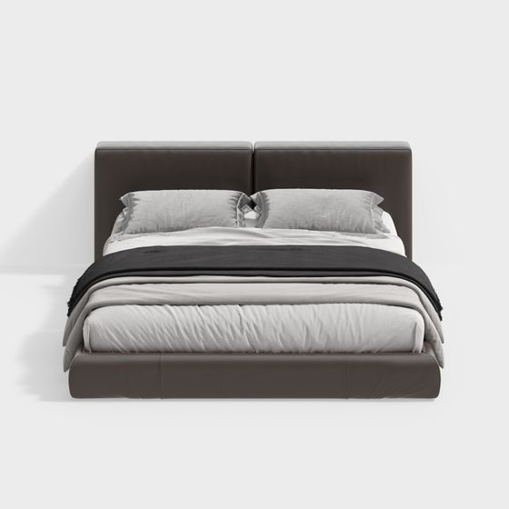 Elegant Minimalist Bed 3D model for Modern Interiors