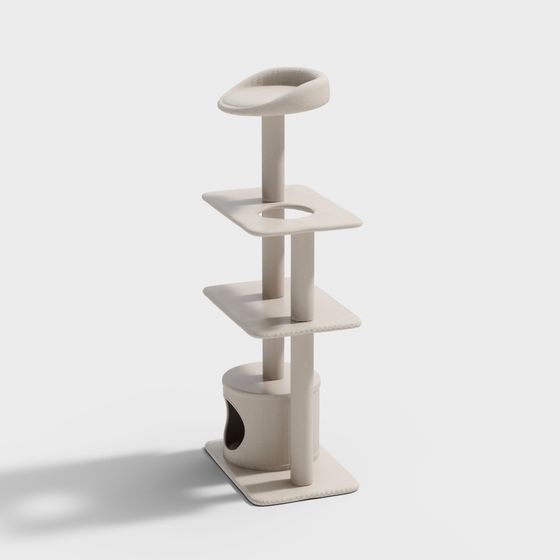 Low-Poly Cat Tree 3D Model