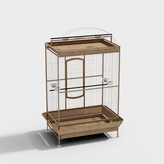 Stylish Birdcage 3D Model with Low-Poly Aesthetic
