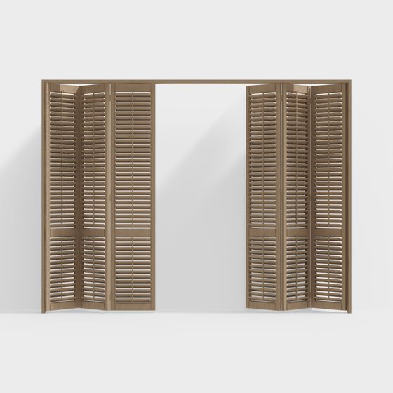 Modern Folding Door 3D Model in Wood Color