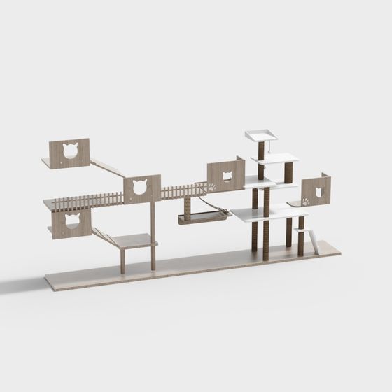 Stylish Low-Polygon Cat Tree 3D model
