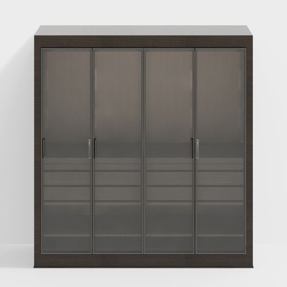 Stylish Minimalist Wardrobe 3D model for Modern Spaces