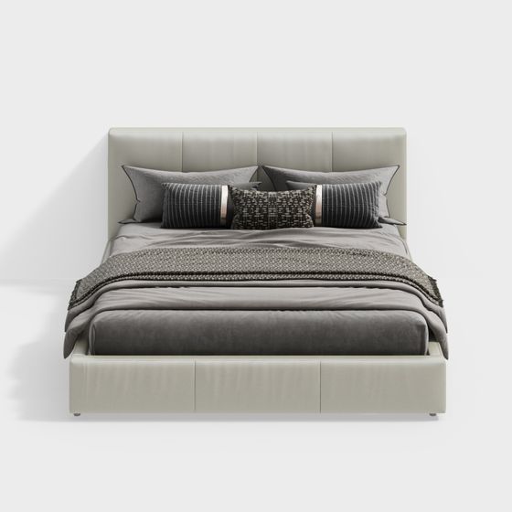 Stylish Low-Poly Bed 3D model for Contemporary Spaces