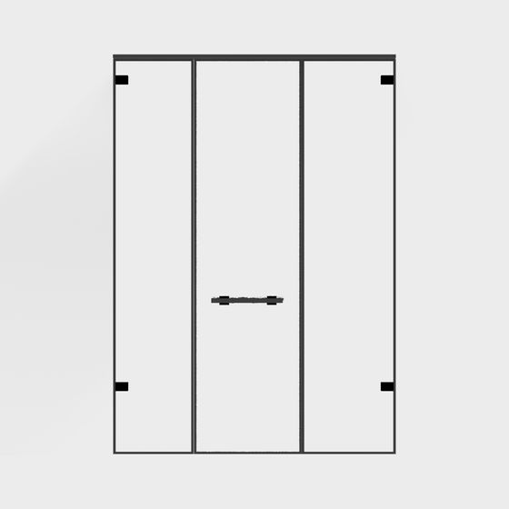 Modern Black Glass Bathroom Door 3D Model