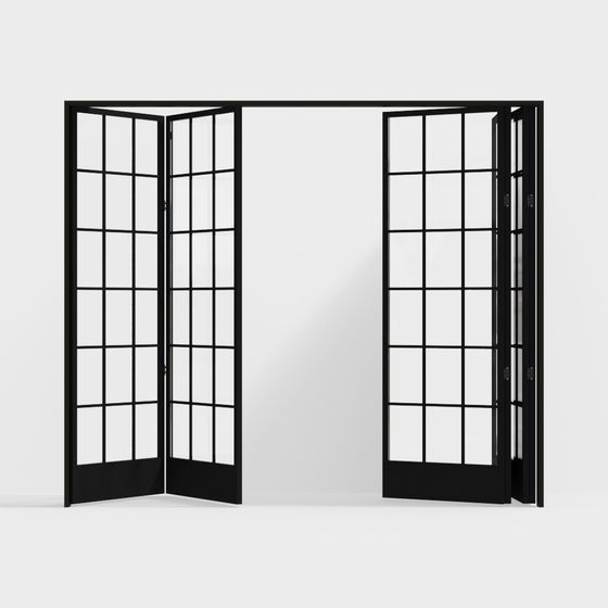 Contemporary Folding Door 3D Model in Black