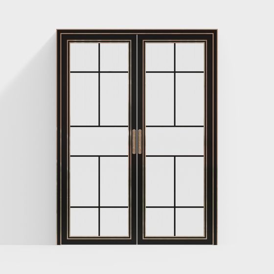 Stylish Black 3D Door Model with Gold Accents