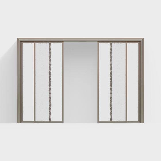 Elegant Low Polygon Glass Sliding Door 3D model
