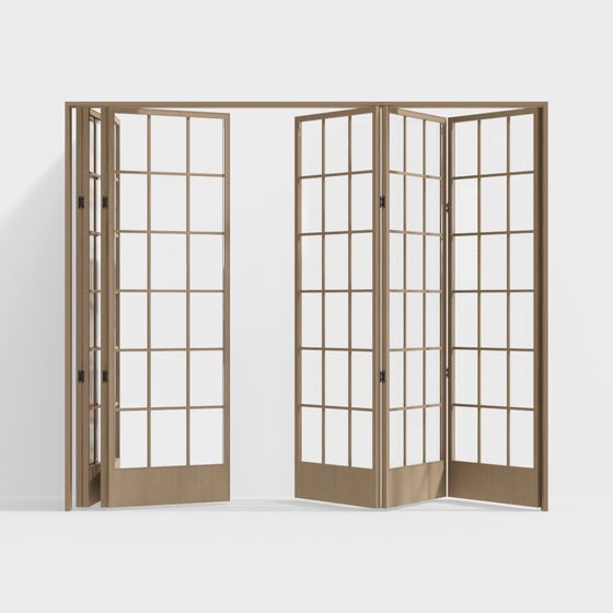 Modern Folding Door 3D Model in Golden