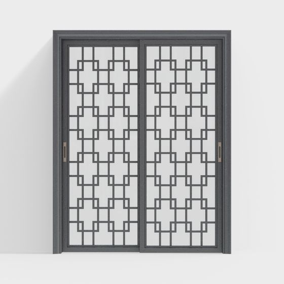 Sleek Geometric Glass Door 3D Model for Contemporary Spaces