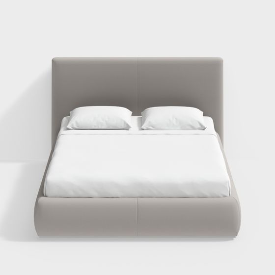 Sleek Modern Minimalist Bed 3D model for Stylish Interiors