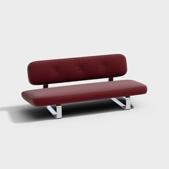 Urban Retreat Red Leather Bench 3D model
