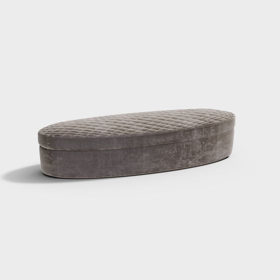 Elegant Oval Ottoman 3D model for Modern Interiors