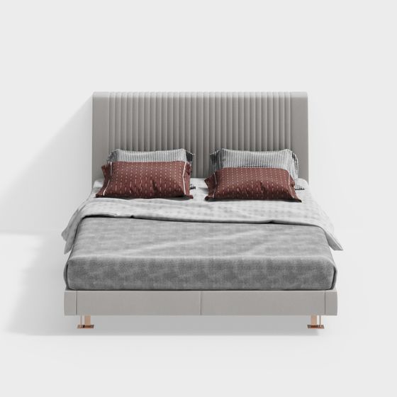 Stylish Low-Polygon Bed Frame 3D Model for Modern Interiors