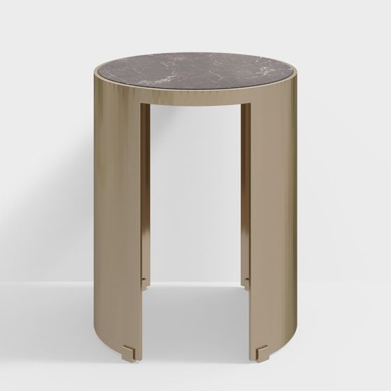 Elegant Cylindrical Marble Side Table 3D model