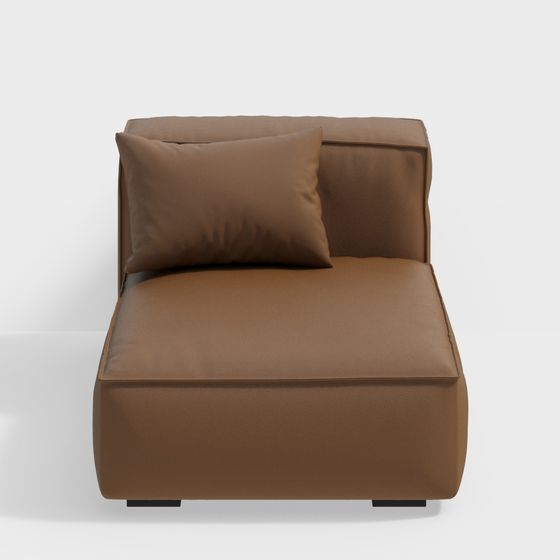 Modern Brown Leather Lounge Chair 3D model