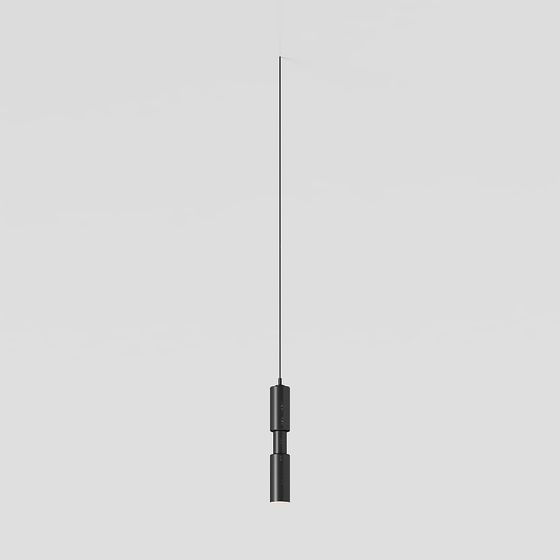 Stylish Modern Cylinder Pendant Light 3D Model in Black