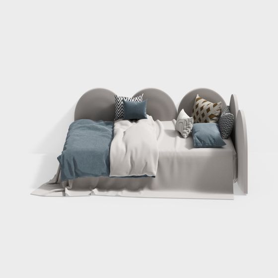 Elegant Low-Polygon 3D Bed Model for Modern Interiors