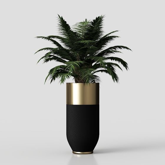 Tropical Style Green Plant Vase 3D model