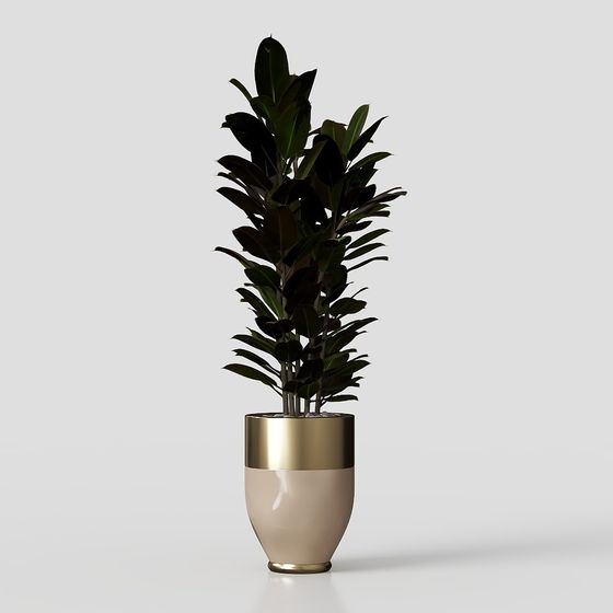 Elegant Green Plant 3D model for Modern Spaces