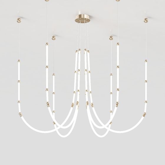 Elegant Low-Polygon Chandelier 3D model for Modern Interiors
