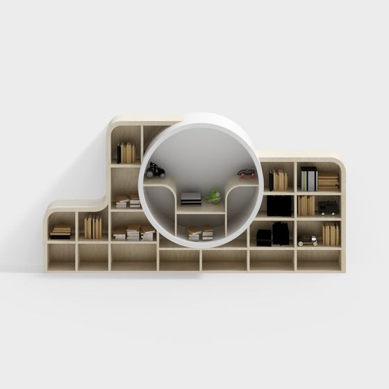 Stylish Low-Polygon Bookshelf 3D model