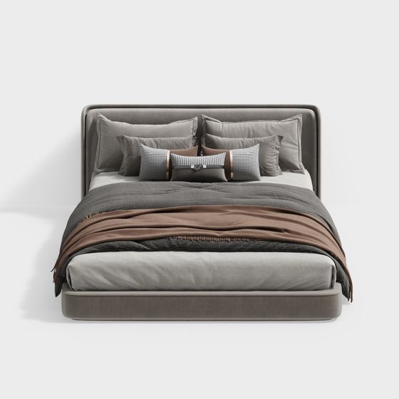 Stylish Low-Poly Bed 3D model for Cozy Spaces