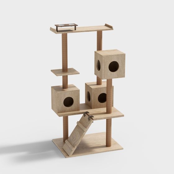 Stylish Cat Tree 3D Model for Interior Projects
