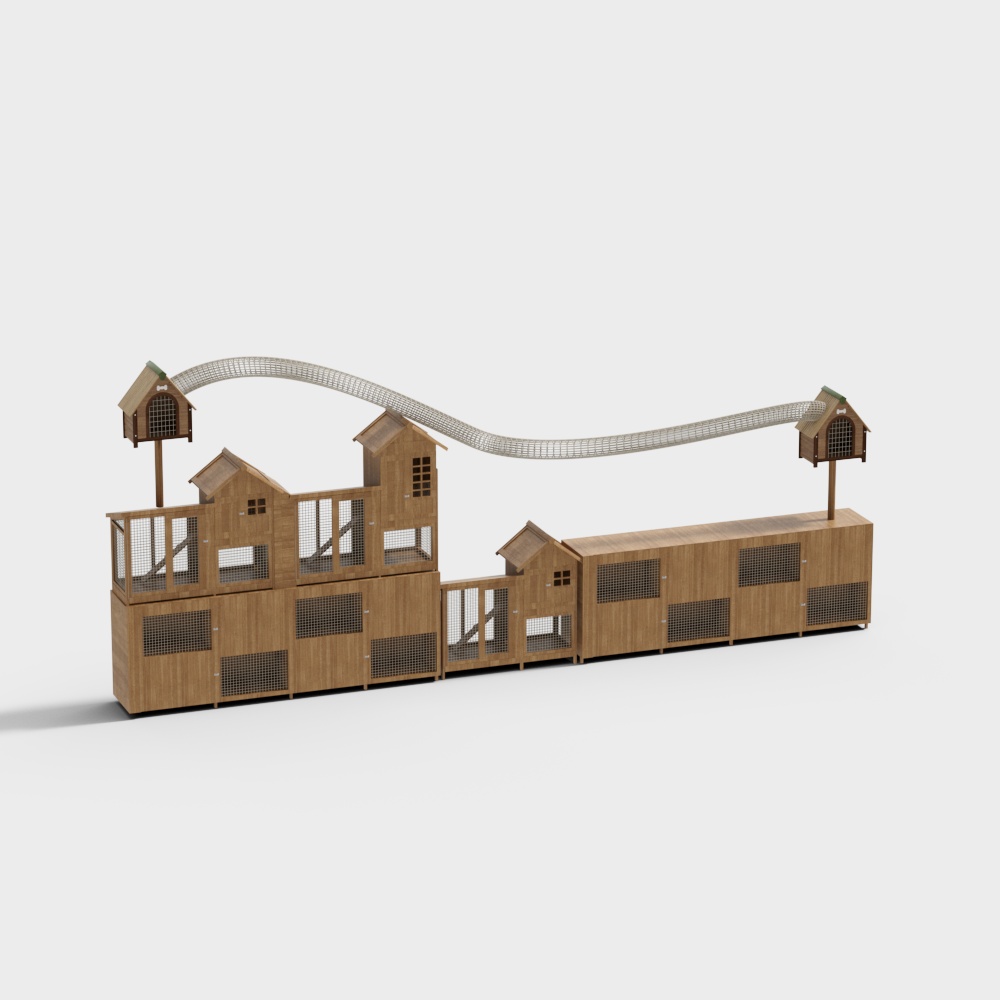 Vibrant Low-Poly Chicken Coop 3D Model