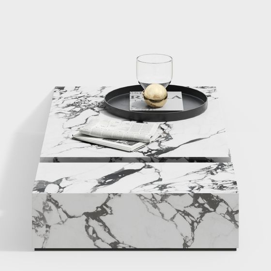 Unique Low-Polygon Marble Coffee Table 3D model
