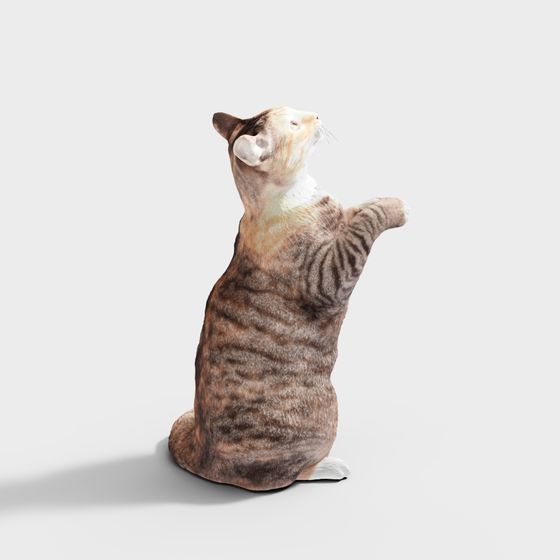 Wood Color Cat Figurine 3D Model for Pet Lovers