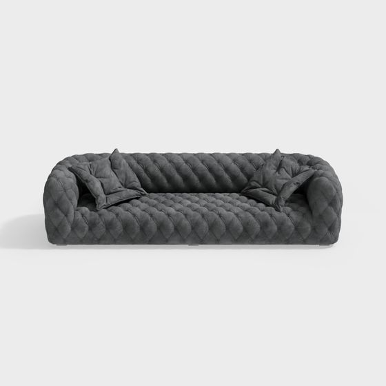 Elegant Velvet Sofa 3D Model for Modern Interiors